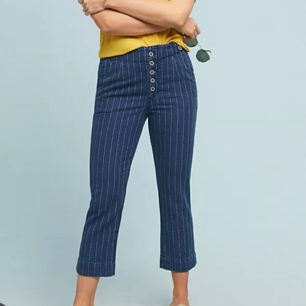 Pilcro High Rise Pinstripe Trouser Jeans Sz 25